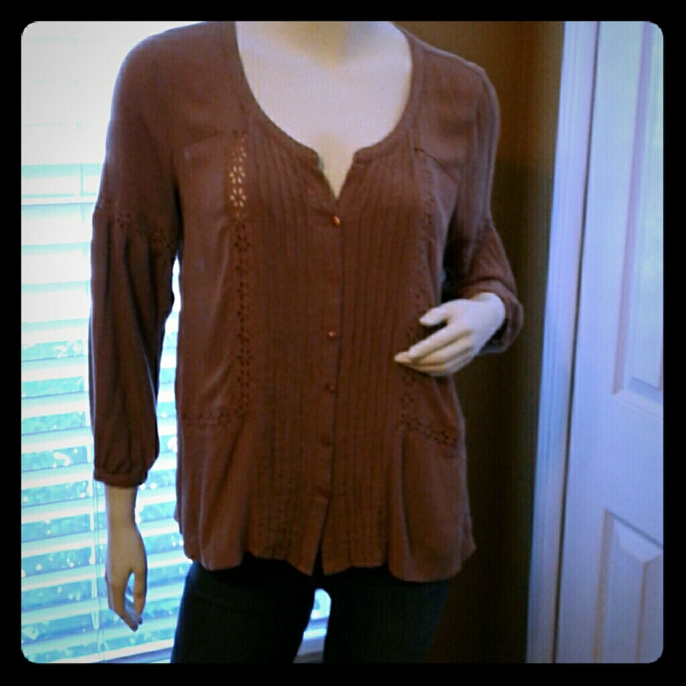 Crepe boho button down top